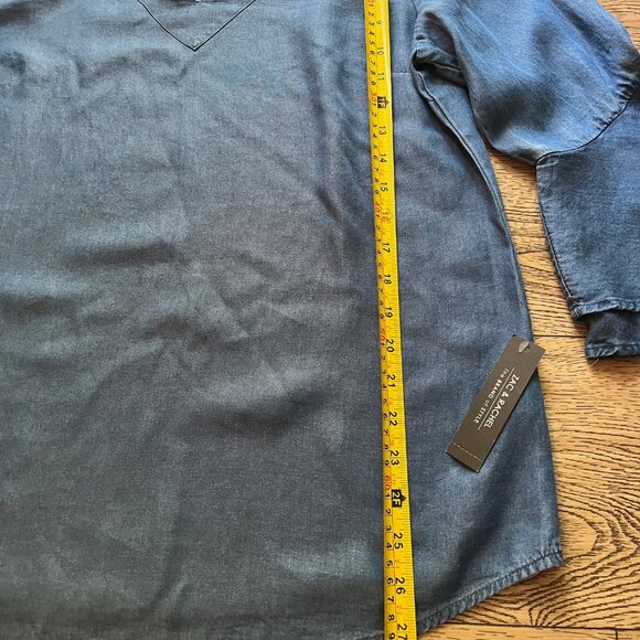 Zac & Rachel V-Neck Tunic Flutter Sleeve Large Women's Lightweight Blue Denim - Picture 7 of 9